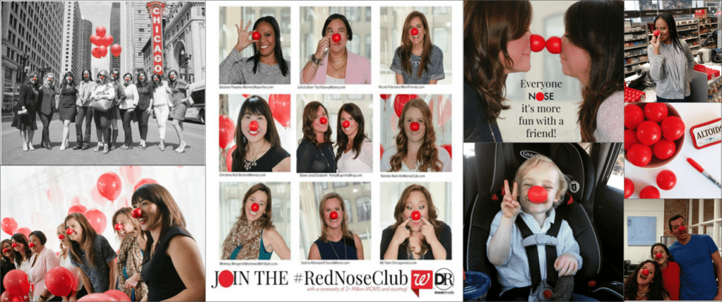cause marketing influencer campaign for Walgreens, #RedNose Day